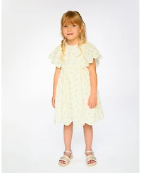 Deux par Deux Little Girls Jacquard Dress White Printed Flowers