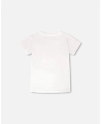 Deux par Deux Little Boys Jersey T-Shirt with Chest Pocket White