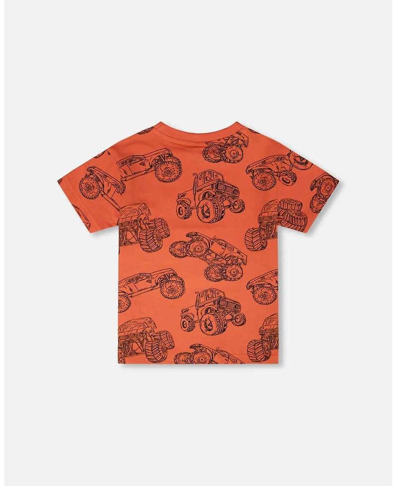 Deux par Deux Little Boys Cotton Jersey T-Shirt Printed Trucks