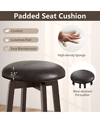 Gouun 29 in Upholstered Pu Leather Bar Stool Set of 2 with 360-Degree Swivel Round Seat