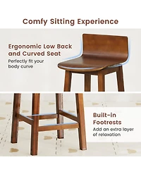 Gouun 24.5 in Swivel Wooden Bar Stool Set of 2 with Low Back and Rubber Wood Legs
