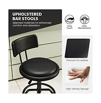 Gouun Adjustable Swivel Counter Height Bar Stool Set of 2 with Padded Pu Leather Seat and Back