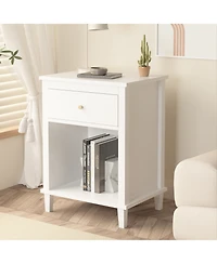 sumyeg Wooden Nightstand with One Drawer and Shelf