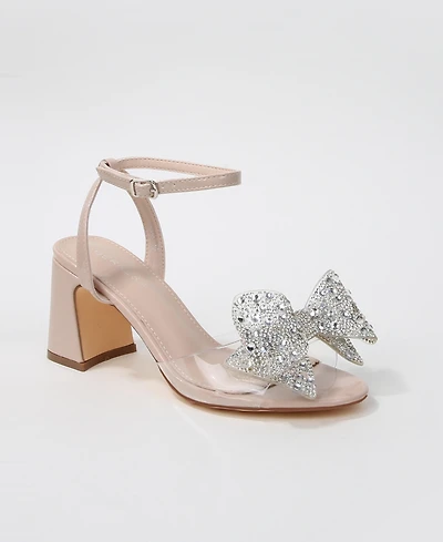 Berness Women's Fiora Rhinestone Embellished Butterfly Bow Block Heel Dress Sandals