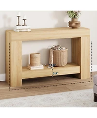 gaomon Entryway Console Table, Farmhouse 2-Tier Entryway Table, Long Sofa Accent Table Behind Couch Table with Open Storage