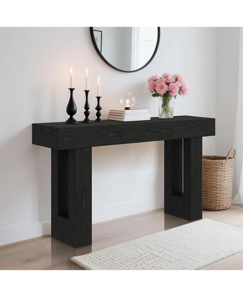 gaomon 63-Inch Long Console Table with Storage Shelf, Sofa Table Behind Couch and Entryway Table, Wooden Entry Table, Solid Wood Look Hallway Accent