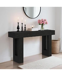gaomon 63-Inch Long Console Table with Storage Shelf, Sofa Table Behind Couch and Entryway Table, Wooden Entry Table, Solid Wood Look Hallway Accent