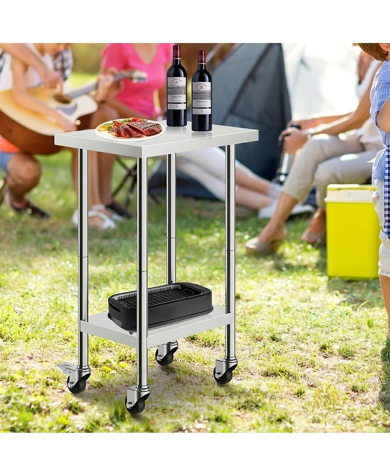 Sugift Stainless Steel Work Table 24 x 18 x 38 in Adjustable Height for Commercial Kitchen