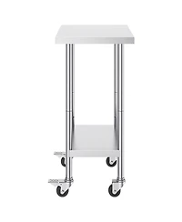 Sugift Stainless Steel Work Table 24 x 18 x 38 in Adjustable Height for Commercial Kitchen