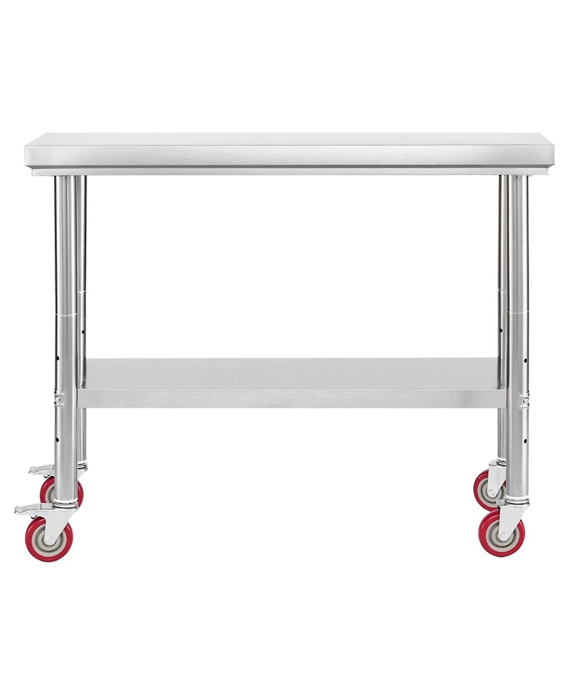 Sugift Stainless Steel Food Prep Worktable 24 x 35.4 in With Wheels for Commercial Use