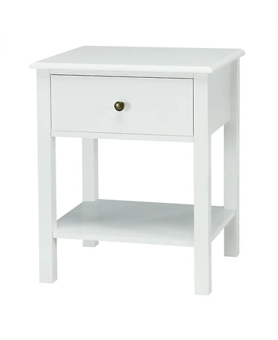 sumyeg Nightstand End Table with Drawer and Shelf