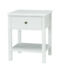 sumyeg Nightstand End Table with Drawer and Shelf