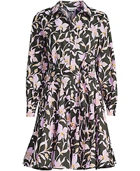 Lands' End Women's Poplin Button Front Dress with Godets