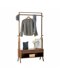 Yigii Freestanding Hall Tree Entryway Bench Coat Rack Storage Wood