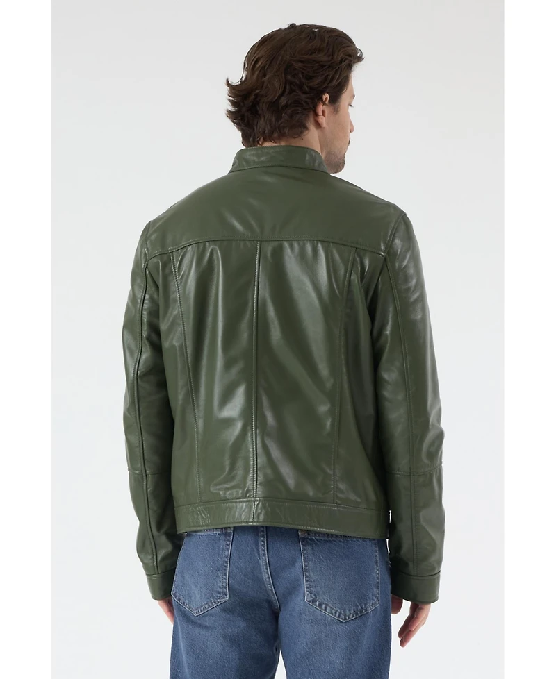 Furniq Uk Men's Leather Racer Jacket