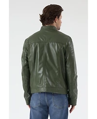 Furniq Uk Men's Leather Racer Jacket