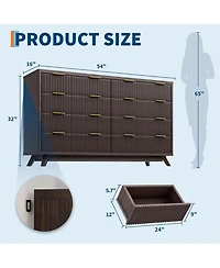 gaomon Modern Fluted Dresser with 8 Drawers and Faux Marble Top