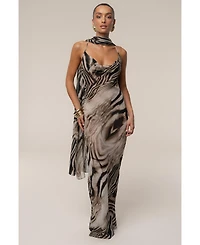 Jluxlabel Women's Zebra Print Infinite Journey Maxi Dress