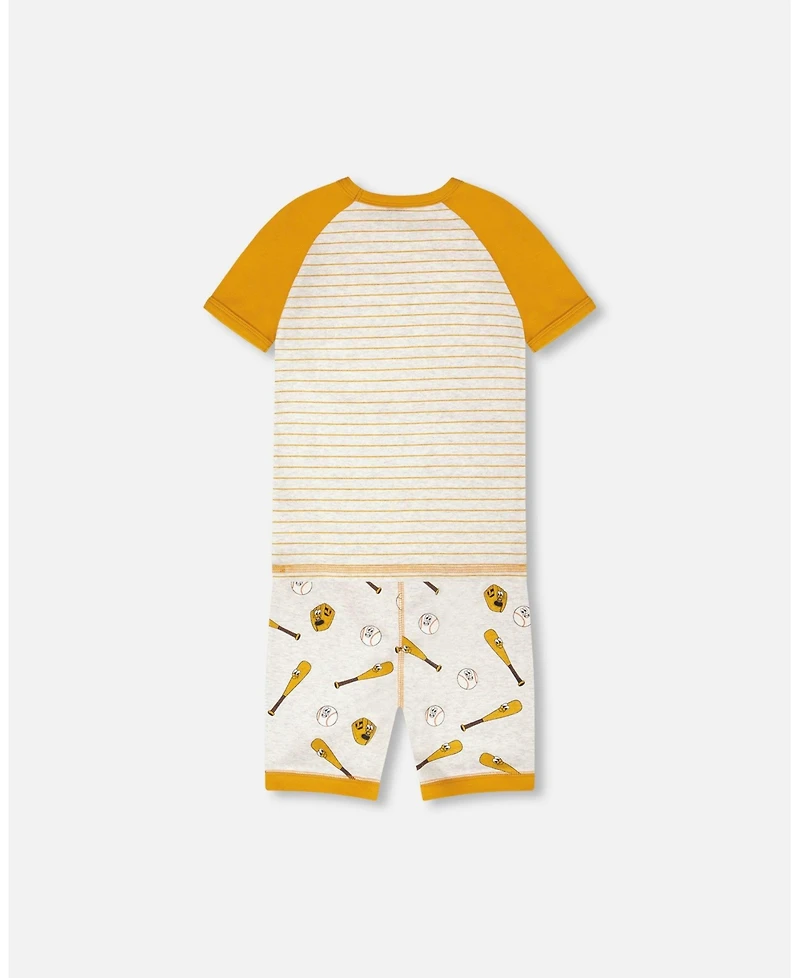 Deux par Deux Little Boys Cotton Two-Piece Pyjama Set Baseball Print