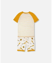 Deux par Deux Little Boys Cotton Two-Piece Pyjama Set Baseball Print