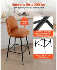 Gouun 27 in Swivel Counter Height Pu Leather Bar Stool Set of 2 with Backrest and Metal Legs