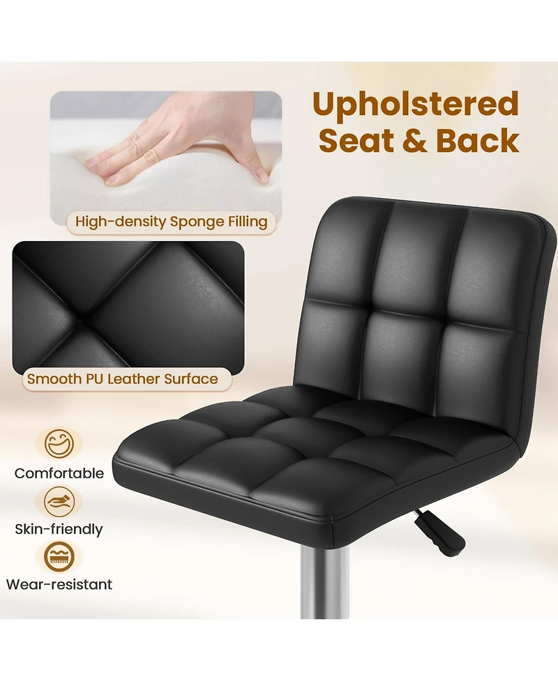 Gouun Adjustable Height Swivel Bar Stool Set of 2 with Pu Leather Seat and Heavy-Duty Metal Base