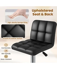 Gouun Adjustable Height Swivel Bar Stool Set of 2 with Pu Leather Seat and Heavy-Duty Metal Base