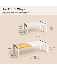 Yigii Expandable Stackable Cabinet Shelf Organizer Anti-slip Kitchen Pantry Closet Shoe Storage Adjustable
