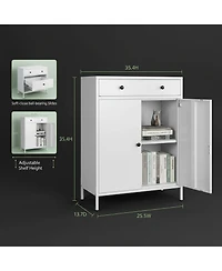 Yigii Metal Storage Cabinet Garage 2 Drawers Adjustable Shelf Locking Short Office Home