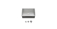 Busdays 27 x 19 Inch Stainless Steel Kitchen Sink Single Bowl Undermount Handmade Brushed Nickel with Us Standard Drain and Hook