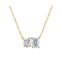 Dloria 2 ct. t.w. Toi et Moi Moissanite Necklace (Heart and Emerald-Cut, Color D, Fl Clarity) in Gold Vermeil