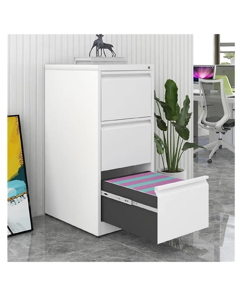 gaomon Metal Vertical Filing Cabinet with Lock and 3 Drawers