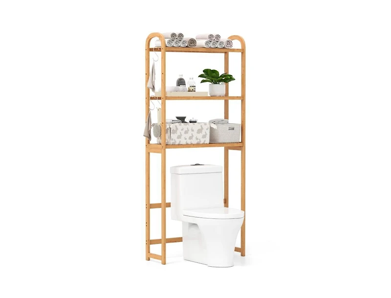 Slickblue 3-Tier Wicker Bathroom Floor Organizer with Adjustable Shelves