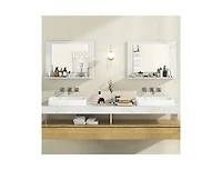 Slickblue 23.5x17.5 Inch Rectangle Bathroom Mirror with Wood Shelf