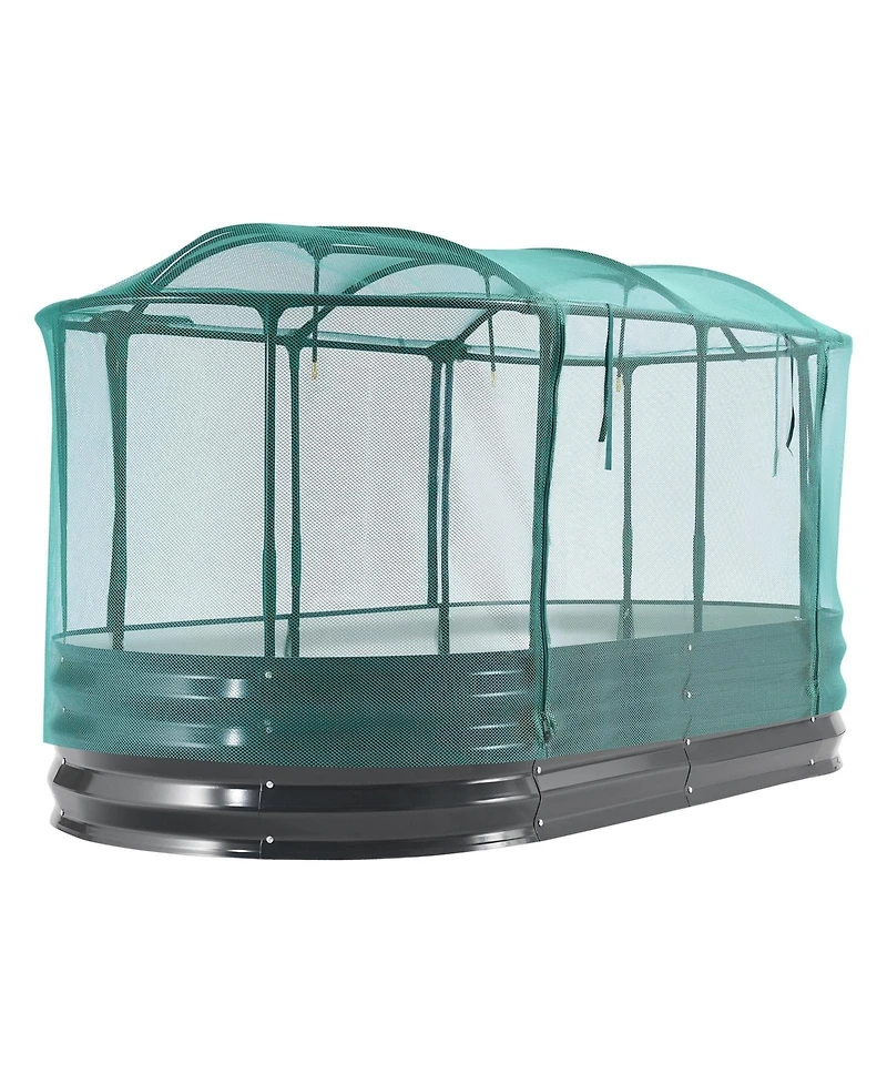 Sugift Galvanized Raised Garden Bed 6 x 3 x 1 ft with Self Watering System and Mesh Cover