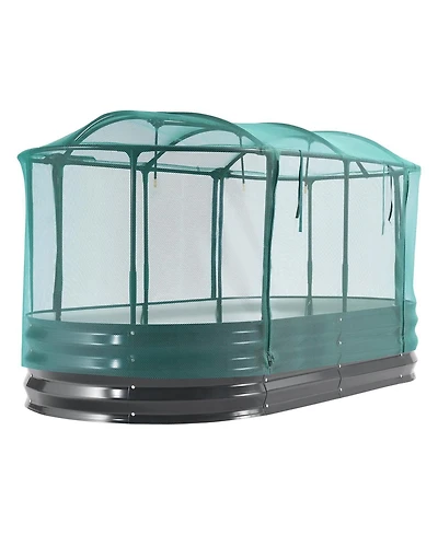 Sugift Galvanized Raised Garden Bed 6 x 3 x 1 ft with Self Watering System and Mesh Cover