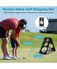 Mecale Dual-Sided Golf Chipping Net with Triple Targets, 5-Hole Training System