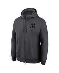 Nike Men's Anthracite New York Yankees Authentic Collection Player Raglan Dri-fit Full-Zip Hoodie