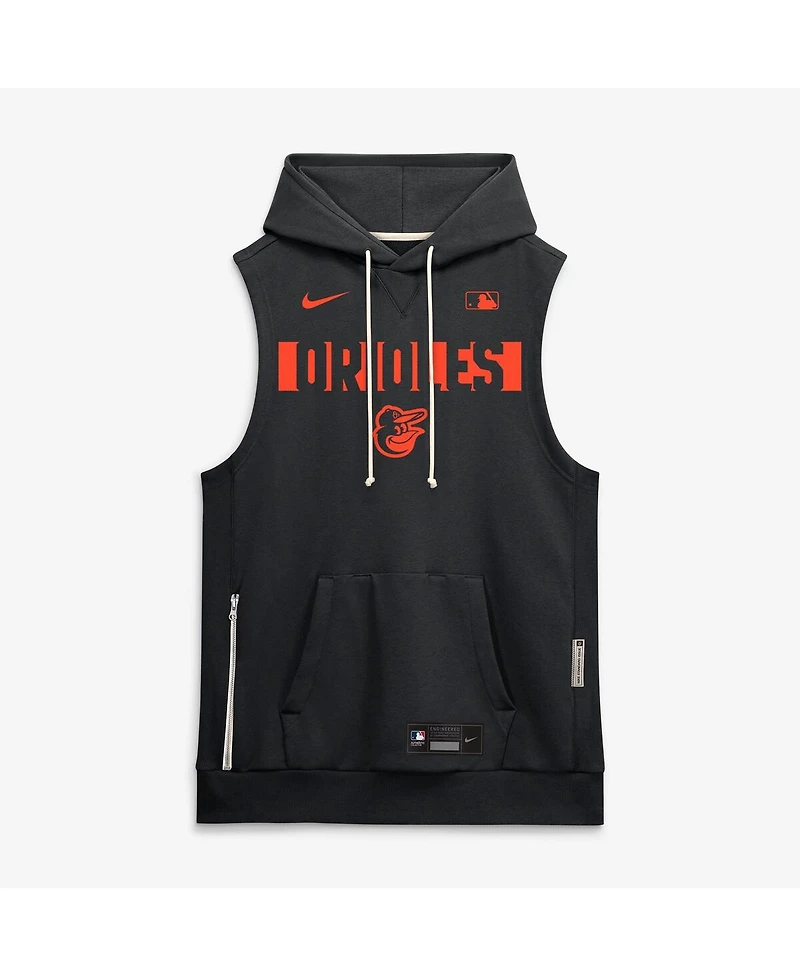 Nike Men's Black Baltimore Orioles Authentic Collection Standard Issue Dri-fit Sleeveless Hoodie