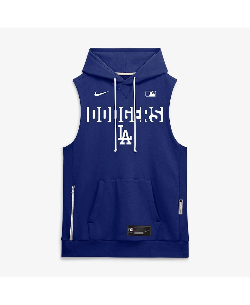 Nike Men's Royal Los Angeles Dodgers Authentic Collection Standard Issue Dri-fit Sleeveless Hoodie