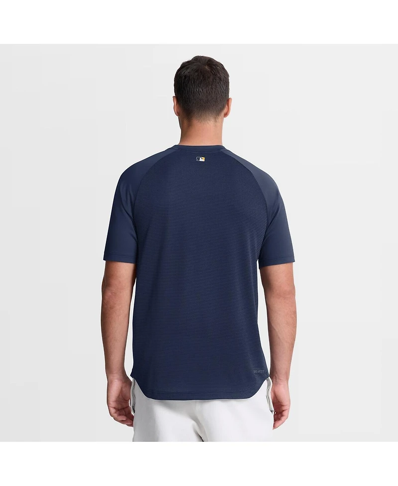 Nike Men's Navy Milwaukee Brewers Authentic Collection Batting Practice Pre-Game Raglan Dri-fit T-Shirt