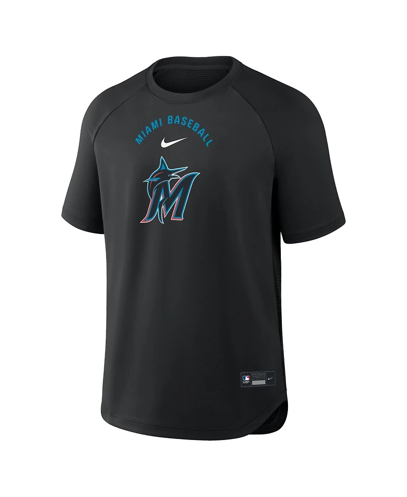 Nike Men's Black Miami Marlins Authentic Collection Batting Practice Pre-Game Raglan Dri-fit T-Shirt