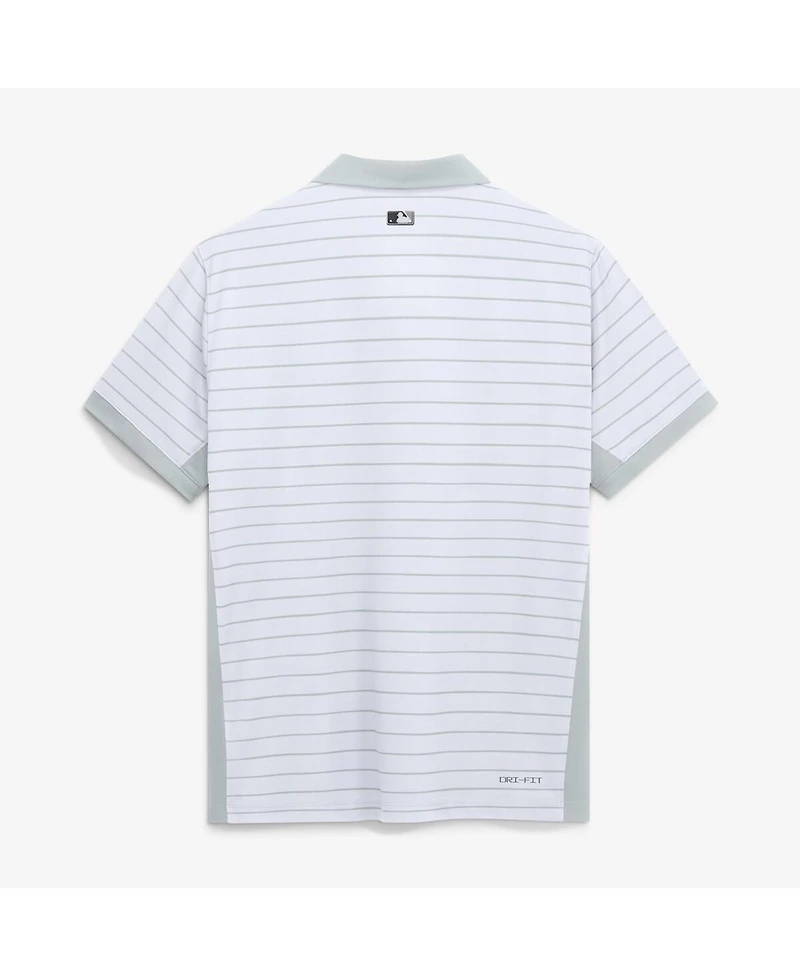 Nike Men's White New York Yankees Authentic Collection Striped Victory Dri-fit Polo Shirt