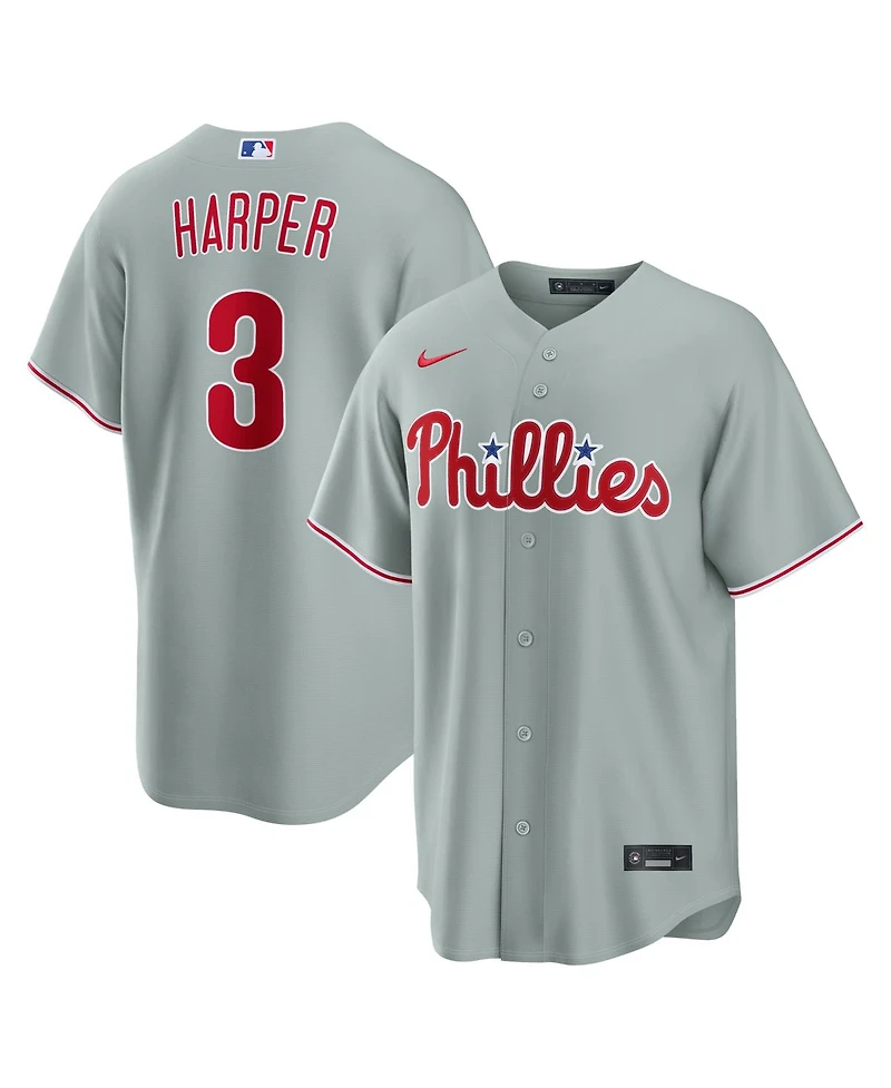 Nike Men's Bryce Harper Gray Philadelphia Phillies Road Replica Jersey