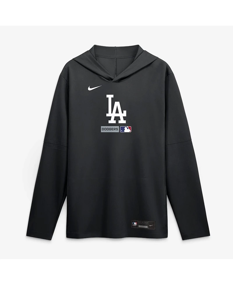 Nike Men's Black Los Angeles Dodgers Authentic Collection Dri-fit Long Sleeve Hoodie