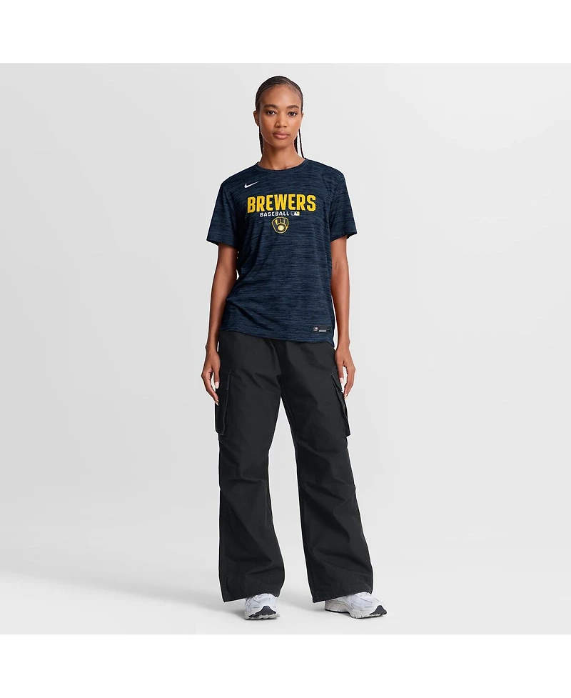 Nike Women's Navy Milwaukee Brewers Authentic Collection Velocity Dri-fit T-Shirt