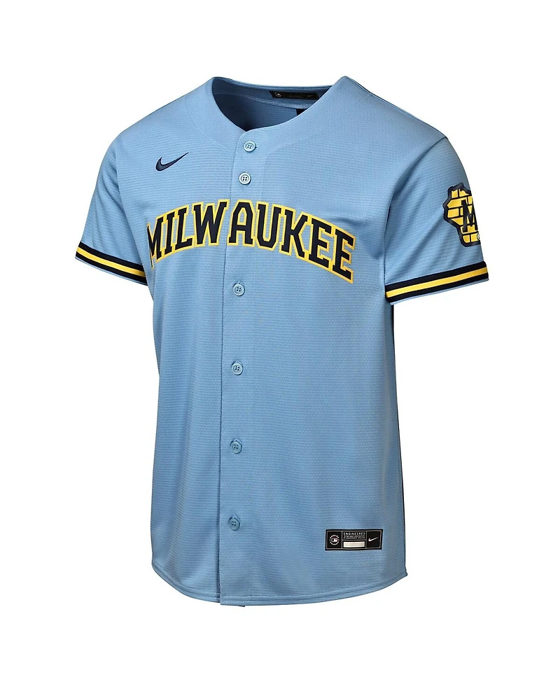 Nike Big Boys and Girls Powder Blue Milwaukee Brewers Road Stadium Jersey