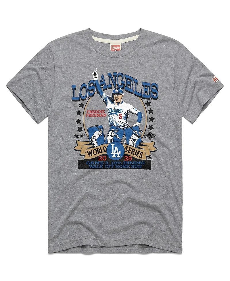 Homage Men's and Women's Freddie Freeman Gray Los Angeles Dodgers 2026 Gold Collection Walk Off Tri-Blend T-Shirt