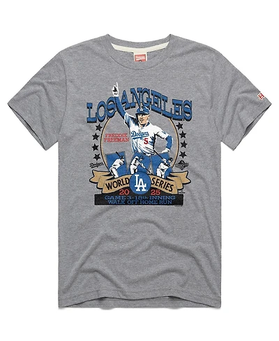Homage Men's and Women's Freddie Freeman Gray Los Angeles Dodgers 2026 Gold Collection Walk Off Tri-Blend T-Shirt