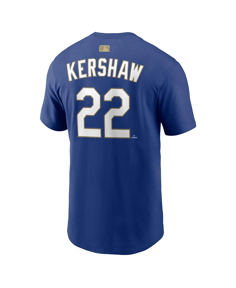 Nike Men's Clayton Kershaw Royal Los Angeles Dodgers 2026 Gold Collection Name Number T-Shirt
